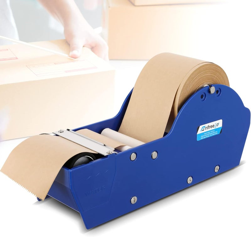 Frifreego Water-Activated Tape Dispenser, Manual Kraft Gum Tape Dispenser, Width Adjustable 1.18-3.15", Light Weight & Portable Packing Tape Dispenser Set, Blue - Image 1